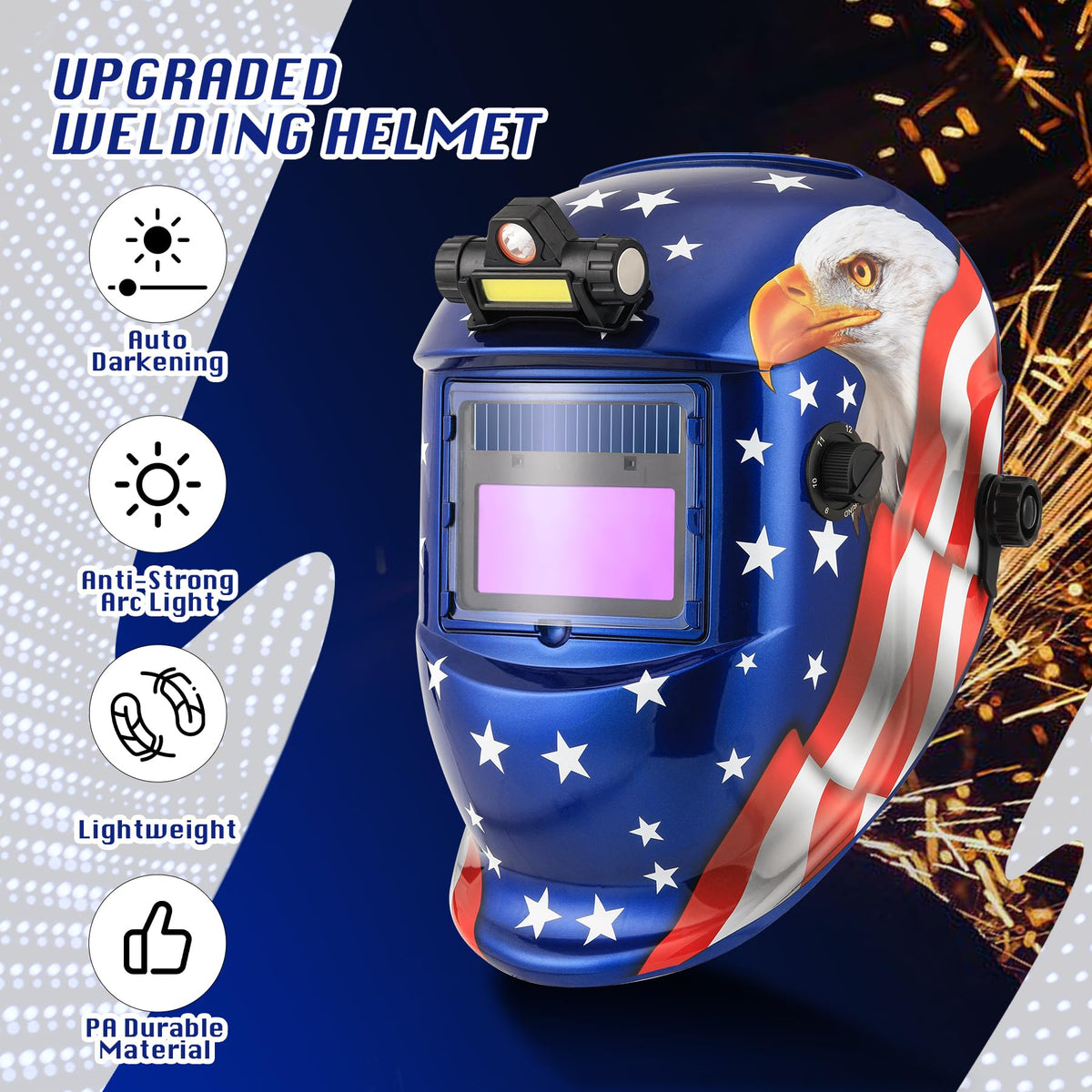 Auto Darkening Welding Helmet with LED Light M7635