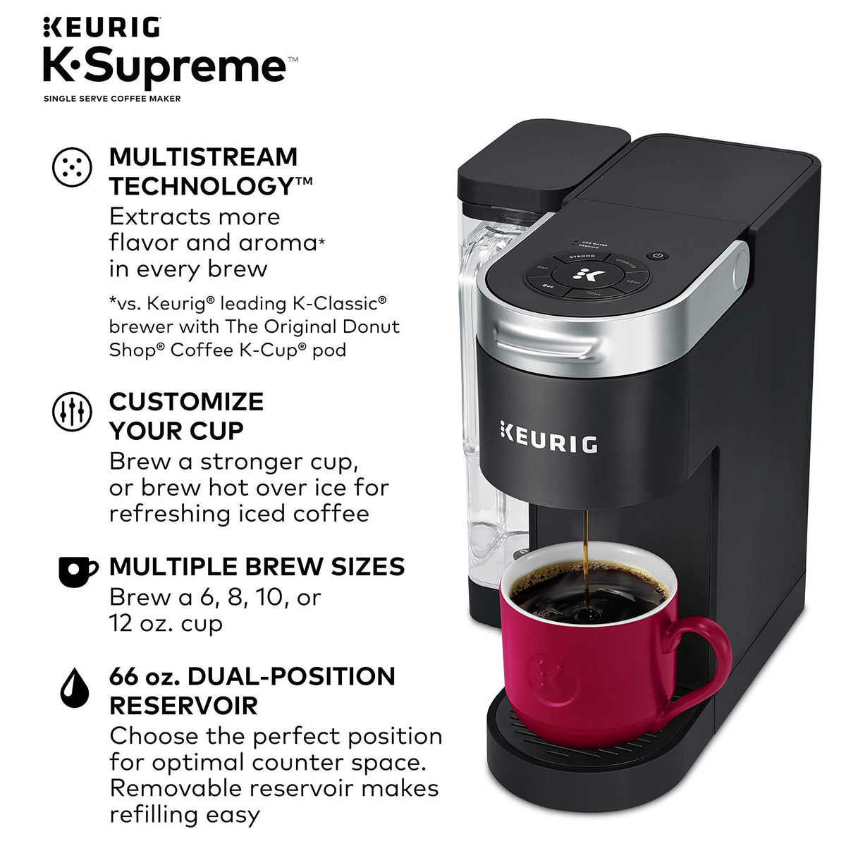 Compact Single Door Mini Fridge with Freezer, 2.5 Cubic Feet, Black & Single Serve K-Cup Pod Coffee Maker, Black P15683
