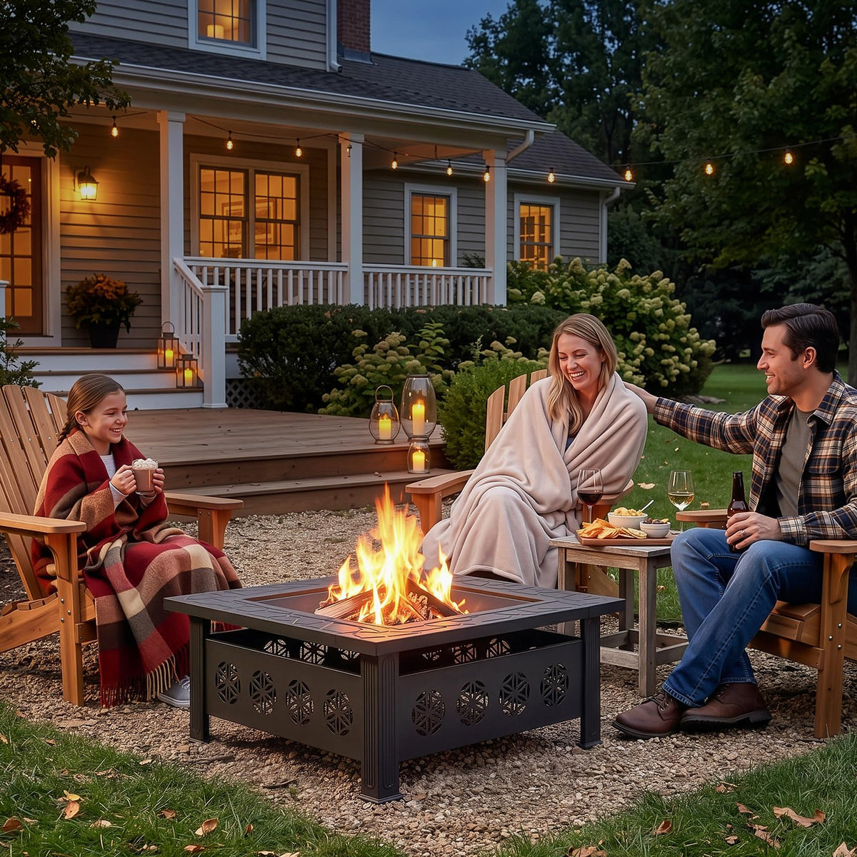 32 Inch Square Wood Burning Fire Pit Table E53769