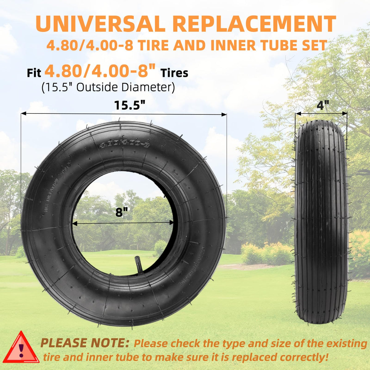 4.80/4.00-8" Tire and Inner Tube Set D6250