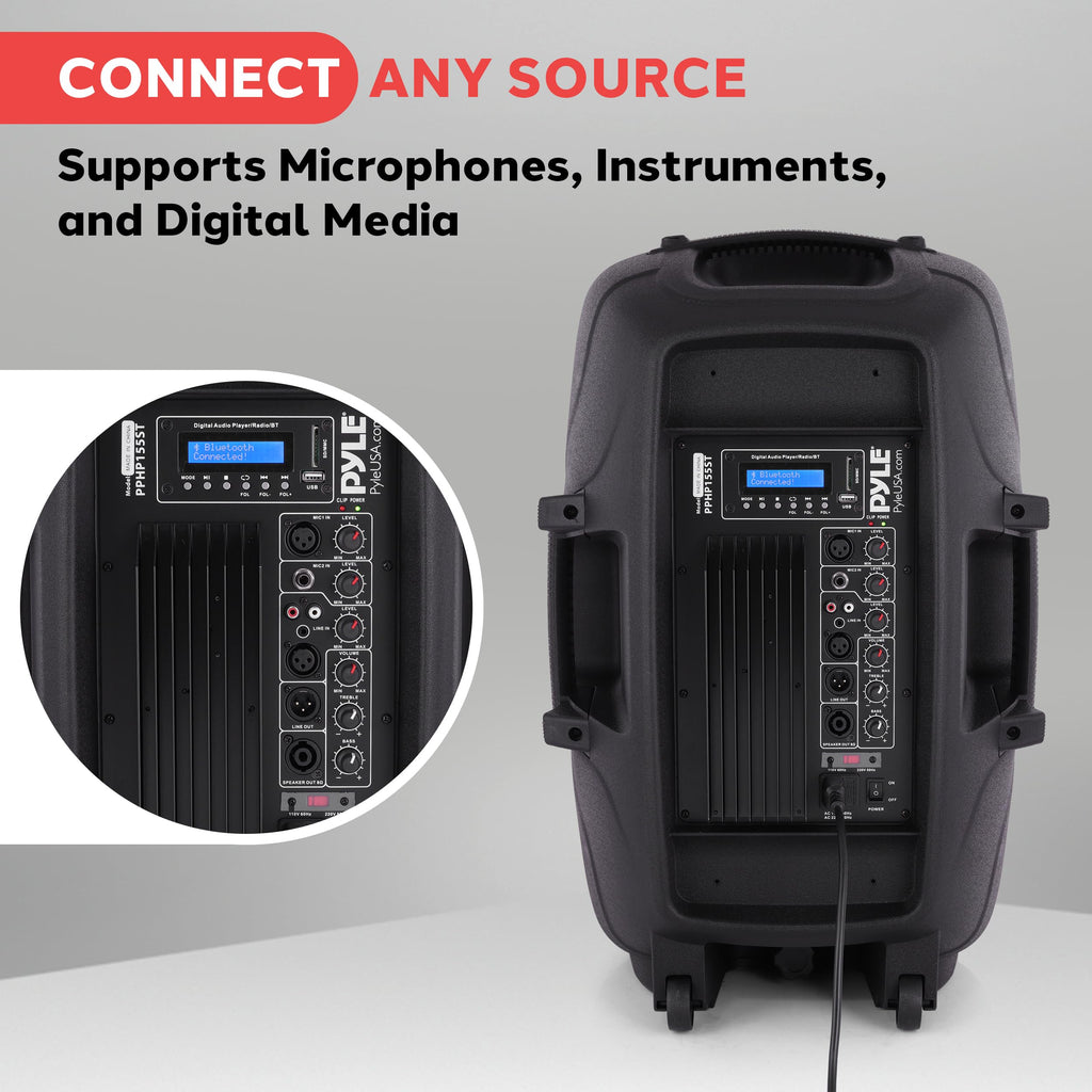 Black 1500W Portable PA Speaker System Y261066