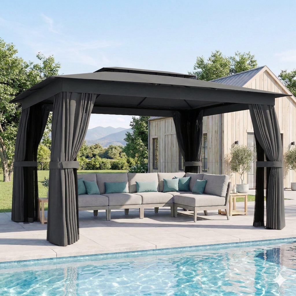 10' x 12' Dark Gray Outdoor Patio Gazebo L871356