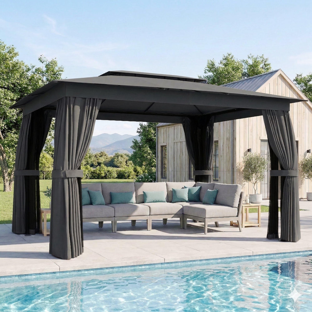 10' x 12' Dark Gray Outdoor Patio Gazebo L871356