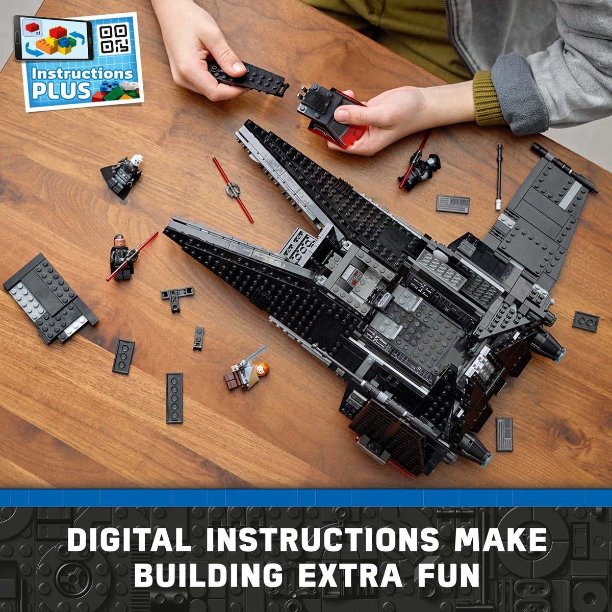 Buildable Toy Starship with Blue and Double-Bladed Red Lightsabers V328