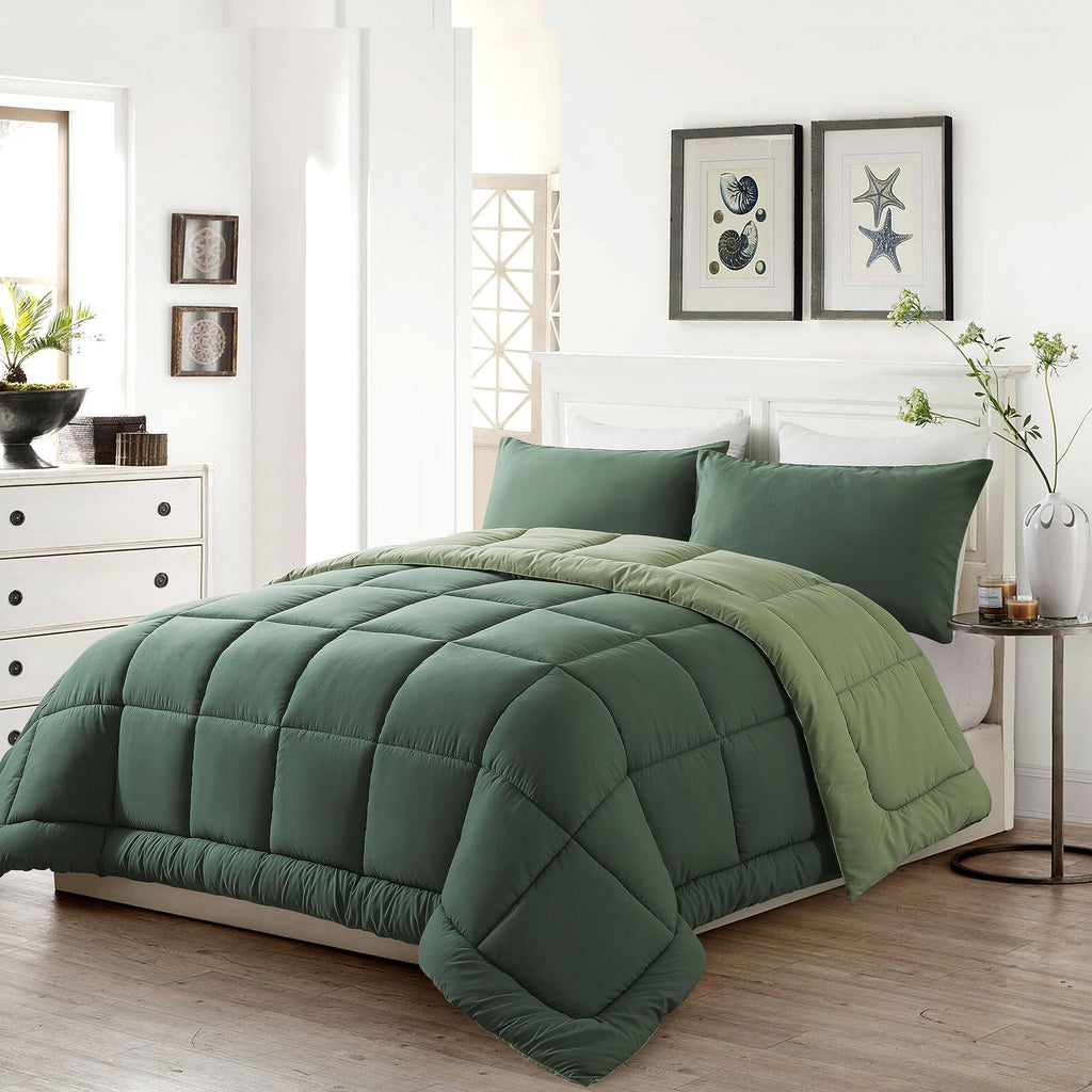 King Size Green Comforter Set with 2 Pillow Cases L166746