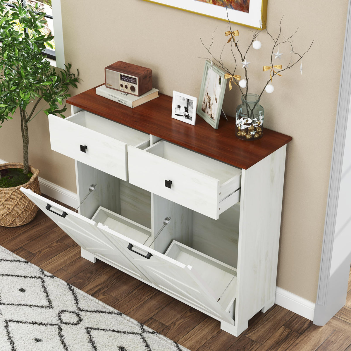 White 20 Gallon Tilt Out Trash Cabinet E75252