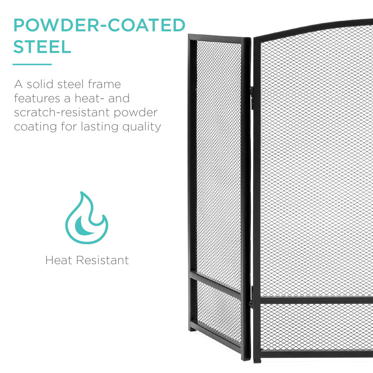 47.5x27.25in 3-Panel Steel Mesh Fireplace Screen T630