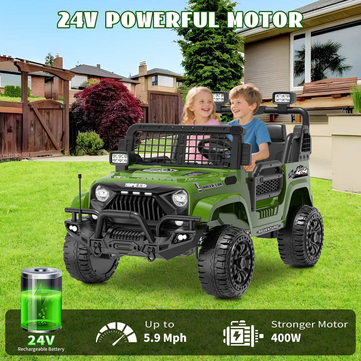 24V 4WD 2-Seater Kids Electric Car G483514