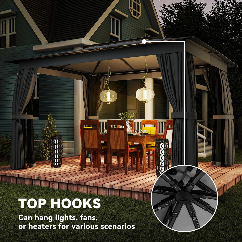 10' x 12' Dark Gray Outdoor Patio Gazebo L871356