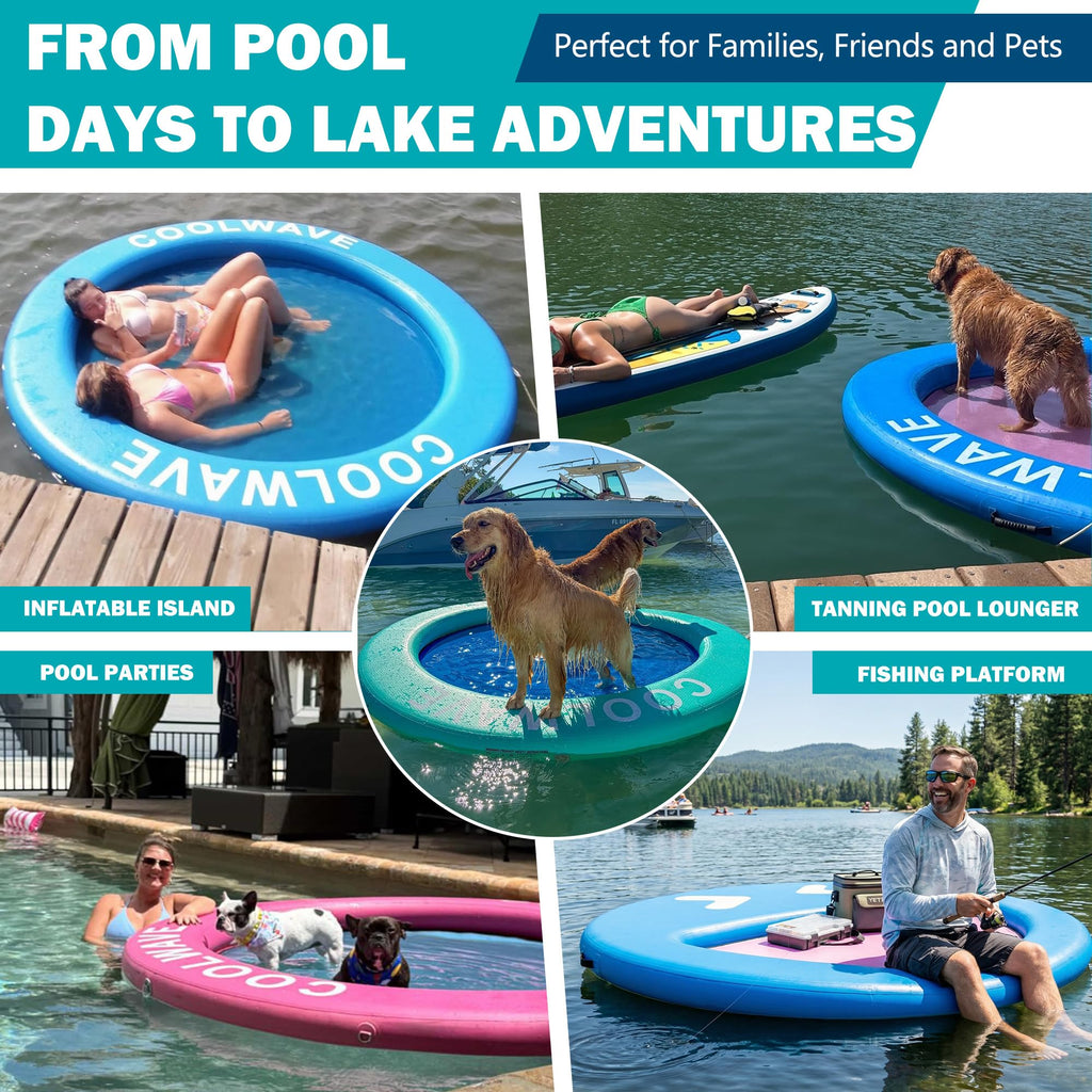 Inflatable Water Hammock Floating Dock with Cup Holders W990974