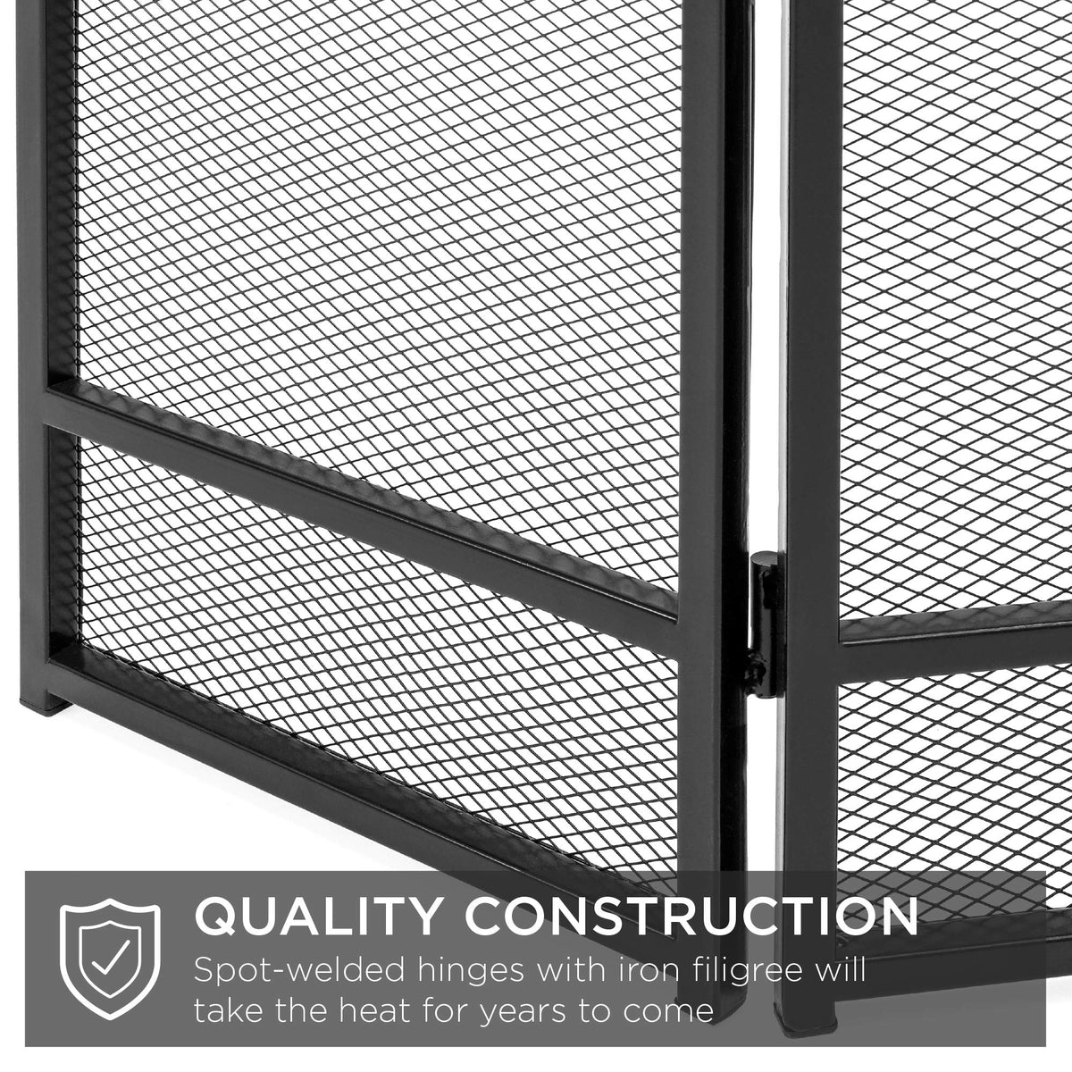 47.5x27.25in 3-Panel Steel Mesh Fireplace Screen T630