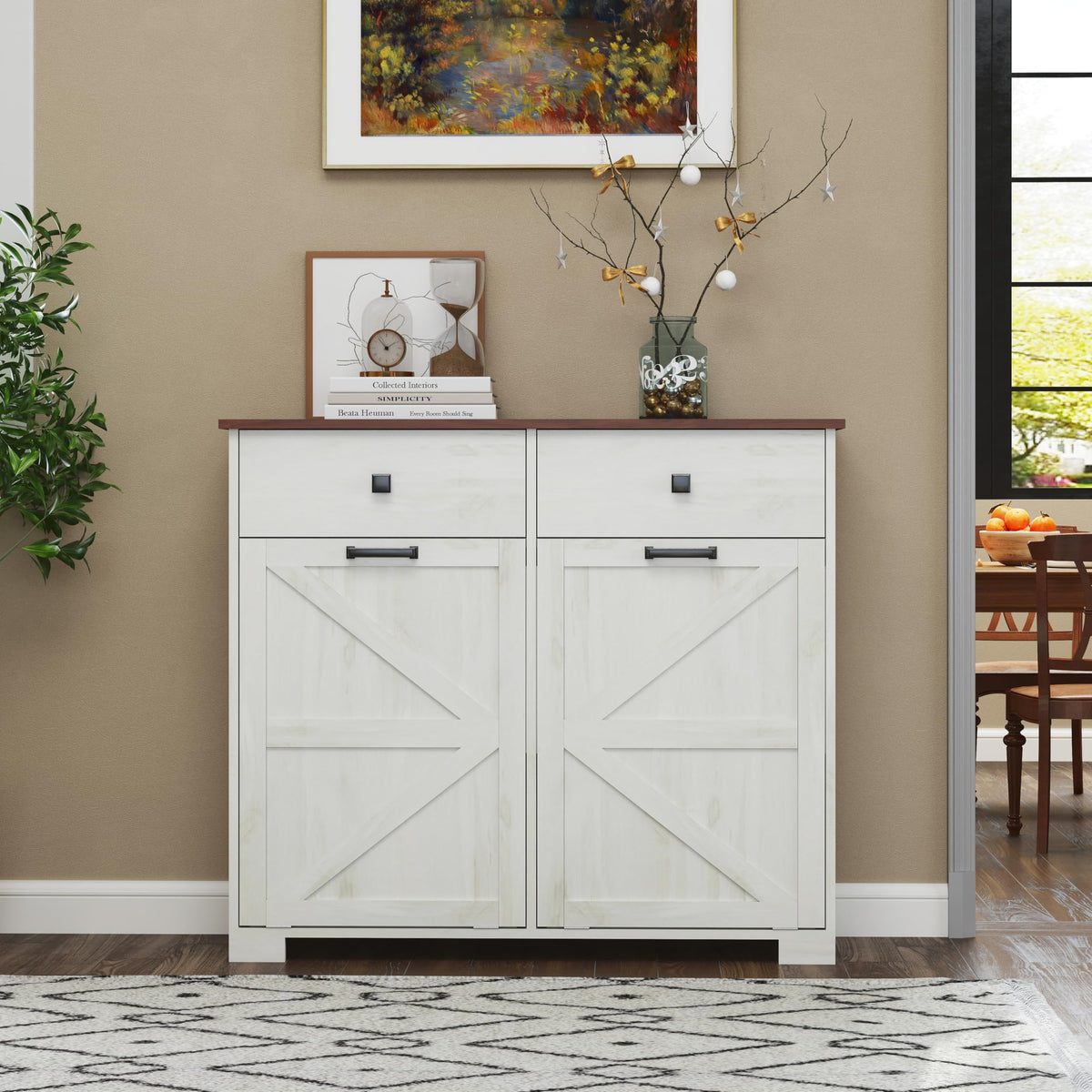 White 20 Gallon Tilt Out Trash Cabinet E75252